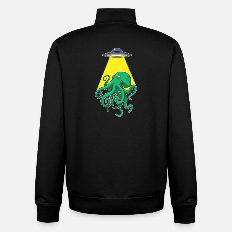 Poulpe, Vaisseau Spatial, Espace - Sweat zippé unisexe en coton bio Stanley/Stella - noir