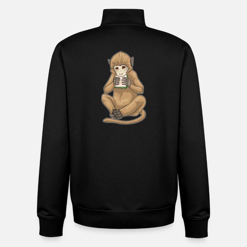 Sandwich au singe - Sweat zippé unisexe en coton bio Stanley/Stella - noir