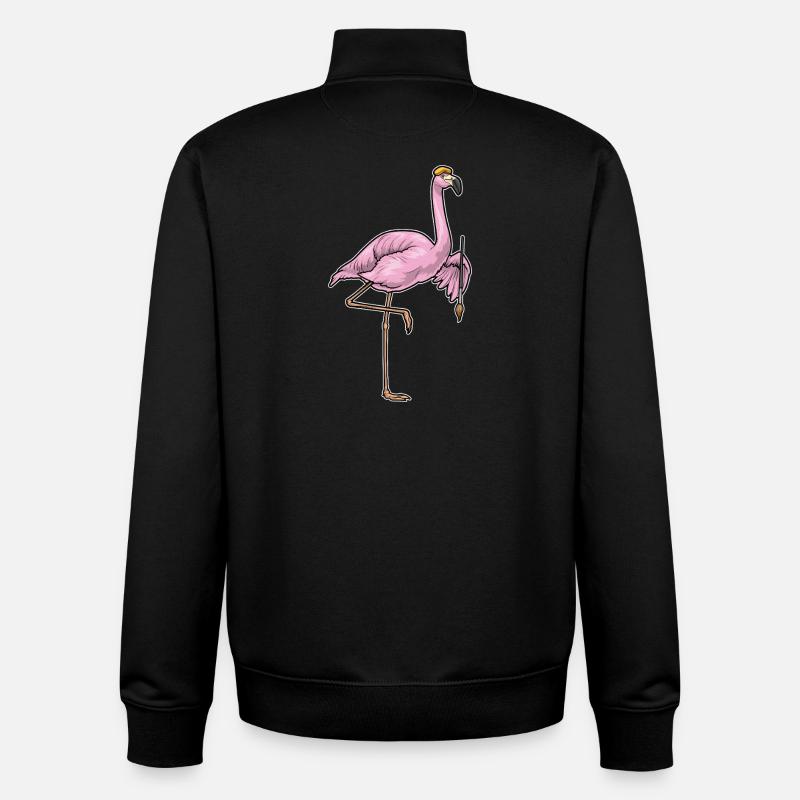 Flamingo Painter Brush Painting - Unisex Organic Zip Sweatshirt by Stanley/Stella - black
