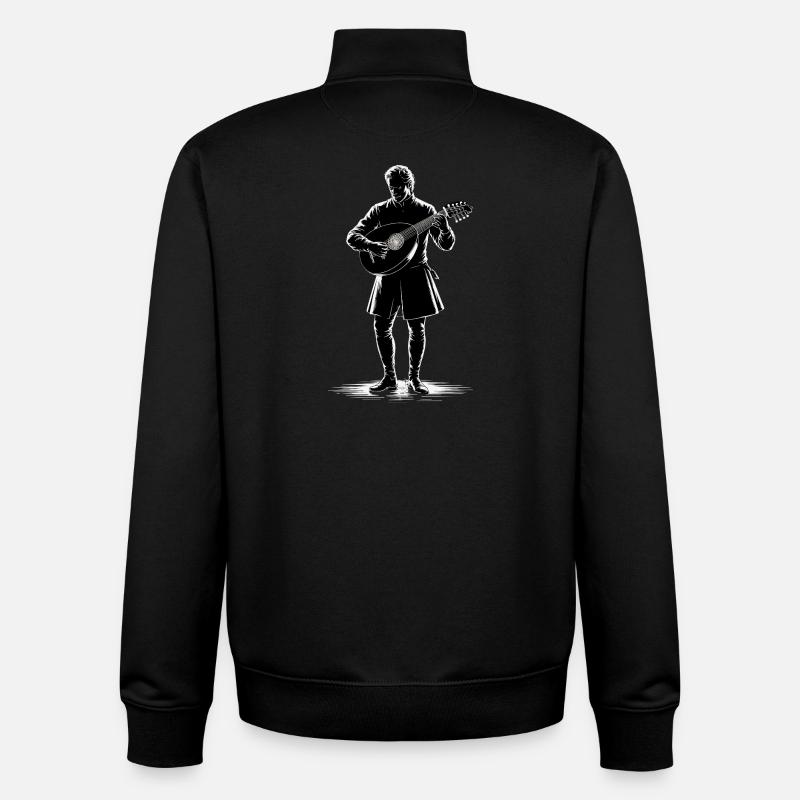 Barde médiéval avec luth - Sweat zippé unisexe en coton bio Stanley/Stella - noir