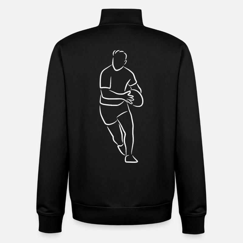 Dessin de rugby - Sweat zippé unisexe en coton bio Stanley/Stella - noir