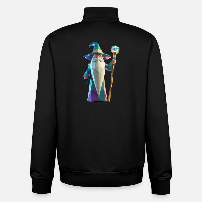 Wise Wizard - Cooles Low-Poly-Logo - Unisex Organic Zip Sweatshirt von Stanley/Stella - Schwarz