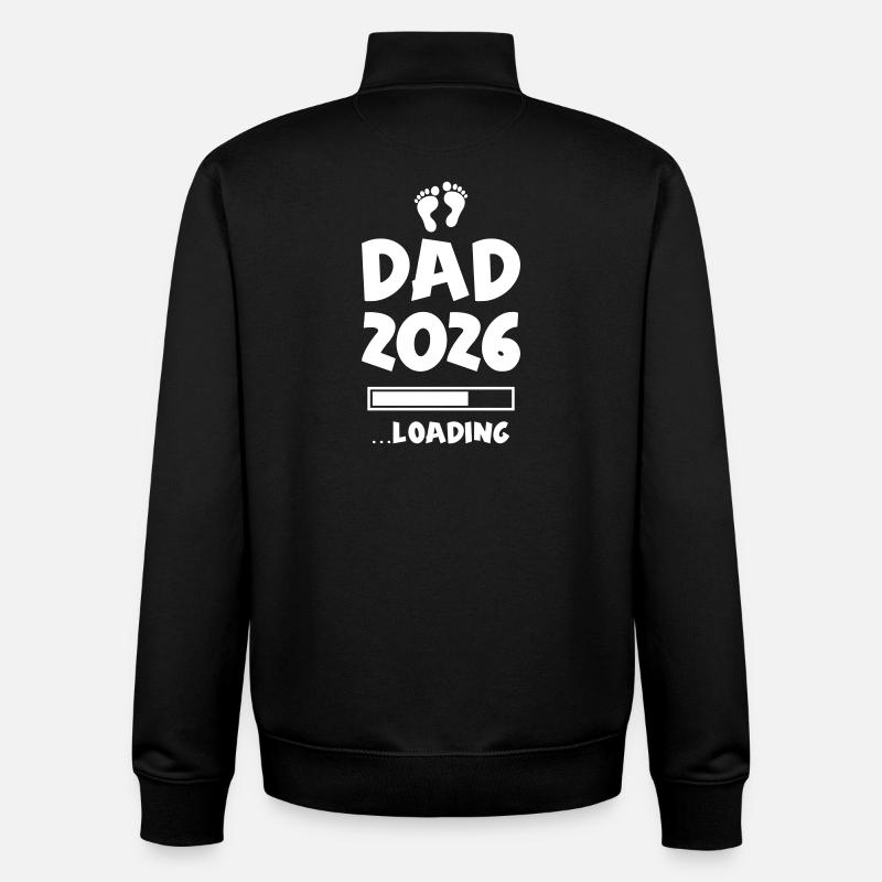 Dad 2026 Loading Papa Baby - Unisex Organic Zip Sweatshirt by Stanley/Stella - black