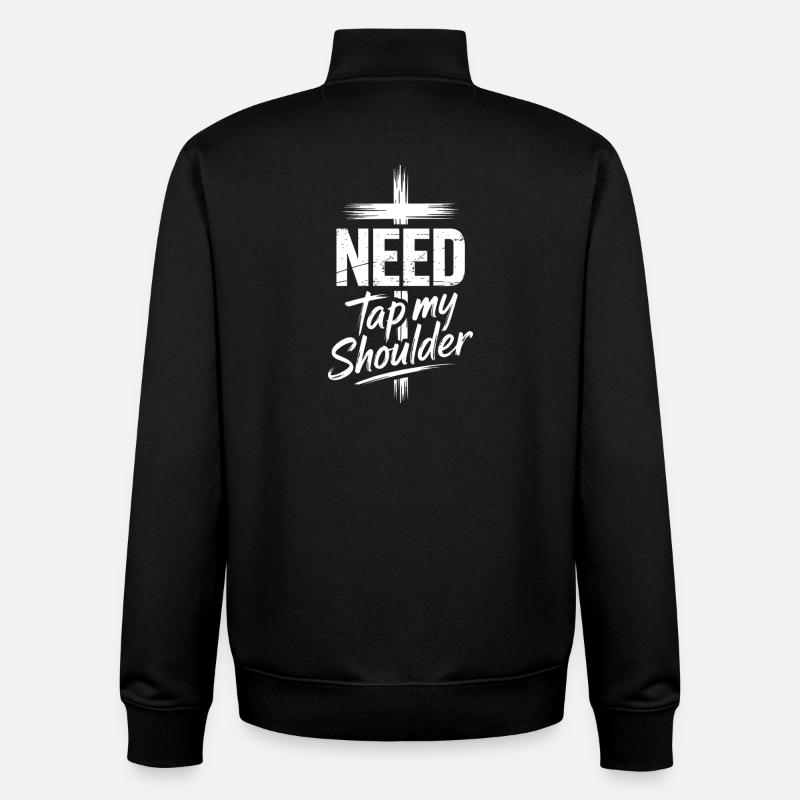 Need Tap My Shoulder - Unisex Organic Zip Sweatshirt by Stanley/Stella - black