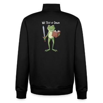 Grenouille de la Quête de l’Aube avec Livre - Sweat zippé unisexe en coton bio Stanley/Stella - noir - Dos - AI Model Male 185 light (185cm)