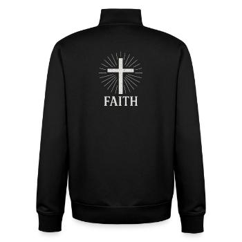 Glaube T-Shirt - Unisex Organic Zip Sweatshirt von Stanley/Stella - Schwarz - Hinten - AI Model Male 185 light (185cm)