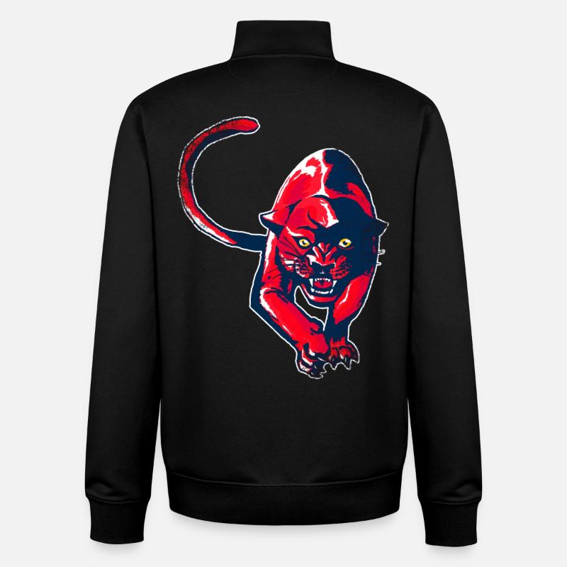 Panthère rouge - Sweat zippé unisexe en coton bio Stanley/Stella - noir