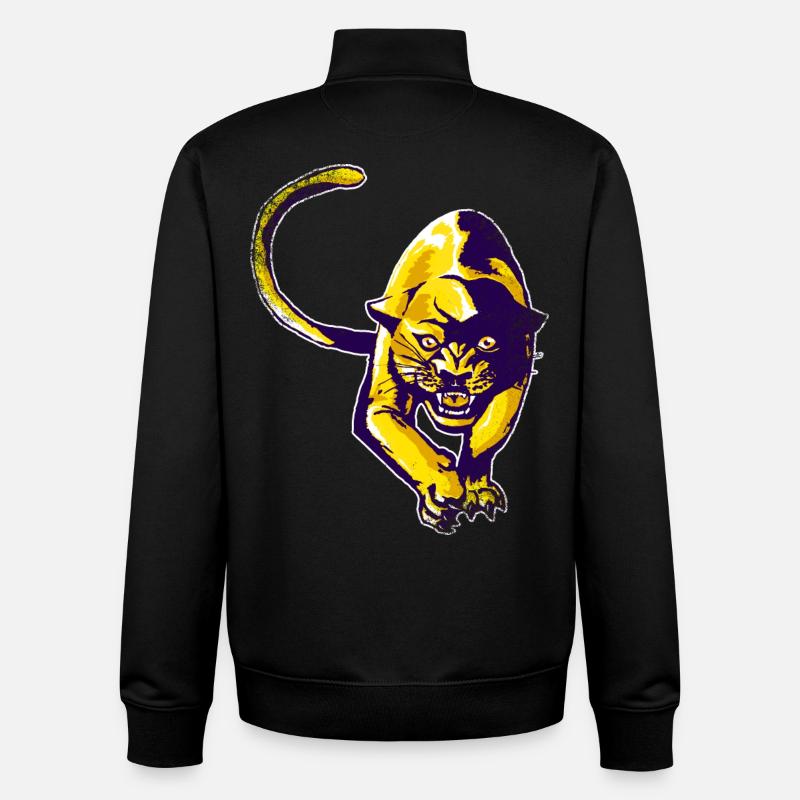 Panthère dorée - Sweat zippé unisexe en coton bio Stanley/Stella - noir