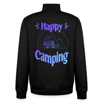 Happy Camping - conception graphique joyeuse et cool - Sweat zippé unisexe en coton bio Stanley/Stella - noir - Dos - AI Model Male 185 light (185cm)