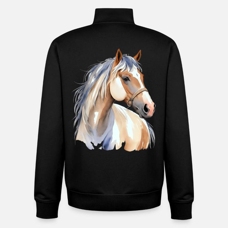 Cheval de peinture - Sweat zippé unisexe en coton bio Stanley/Stella - noir