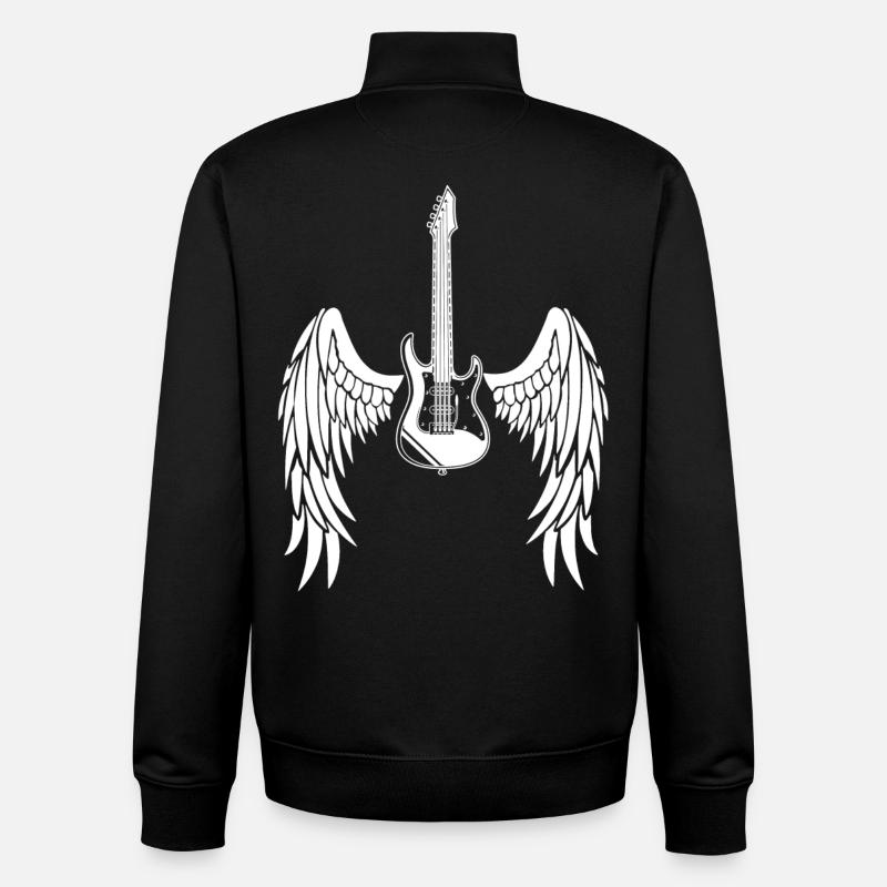 Guitare ailée - Sweat zippé unisexe en coton bio Stanley/Stella - noir