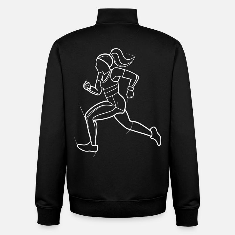 Dessin au trait du coureur - Sweat zippé unisexe en coton bio Stanley/Stella - noir