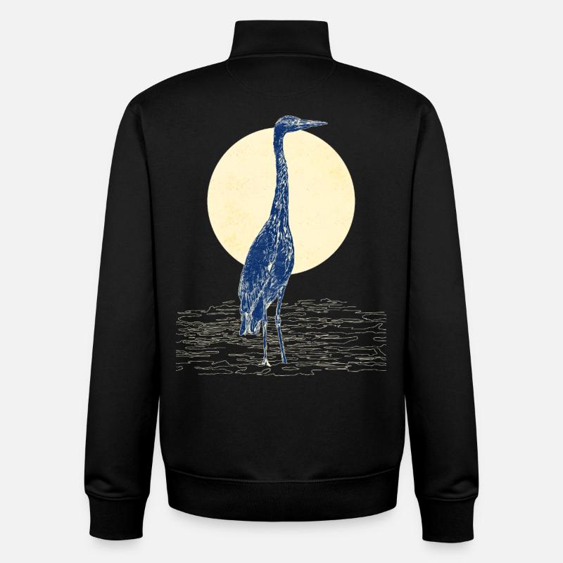 HÉRON CENDRÉ - Sweat zippé unisexe en coton bio Stanley/Stella - noir