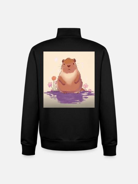 Pastel Lake Capybara - Unisex Organic Zip Sweatshirt by Stanley/Stella - black