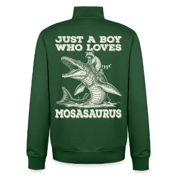 Nur ein Junge, der den Mosasaurus-Waschbären liebt - Unisex Organic Zip Sweatshirt von Stanley/Stella - Flaschengrün - Hinten - AI Model Male 185 dark (185cm)