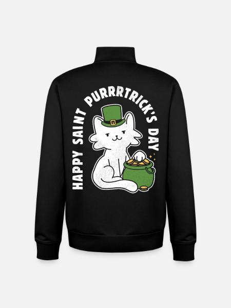 Happy St. Purrrtrick's Day - Unisex Organic Zip Sweatshirt by Stanley/Stella - black