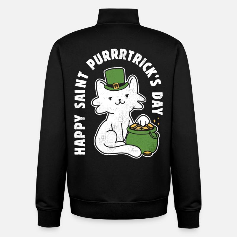 Frohen St. Purrrtrick's Day - Unisex Organic Zip Sweatshirt von Stanley/Stella - Schwarz