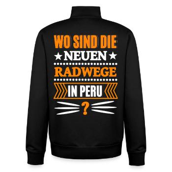 Drôle de politique - Sweat zippé unisexe en coton bio Stanley/Stella - noir - Dos - AI Model Male 185 light (185cm)