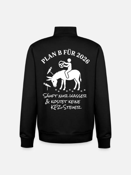 Plan B pour 2026 - Sweat zippé unisexe en coton bio Stanley/Stella - noir