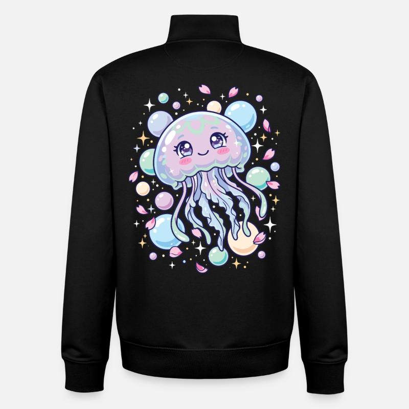 Esthétique de la méduse Kawaii pastel - Sweat zippé unisexe en coton bio Stanley/Stella - noir