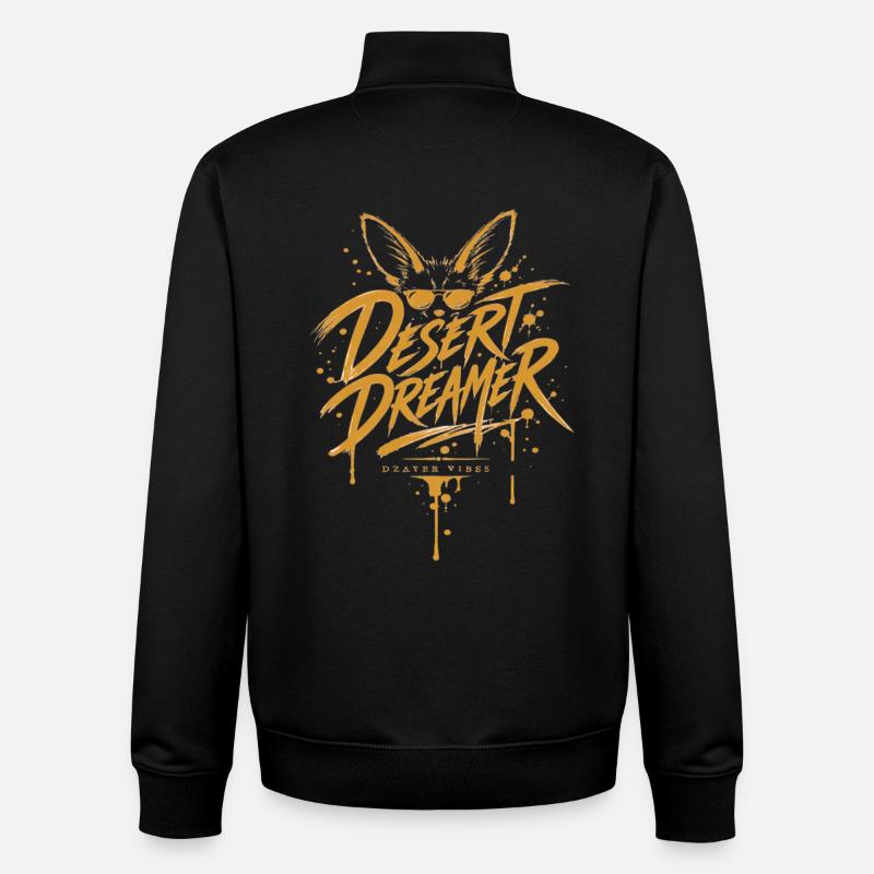 Desert Dreamer Fennec – Dzayer Vibes - Sweat zippé unisexe en coton bio Stanley/Stella - noir