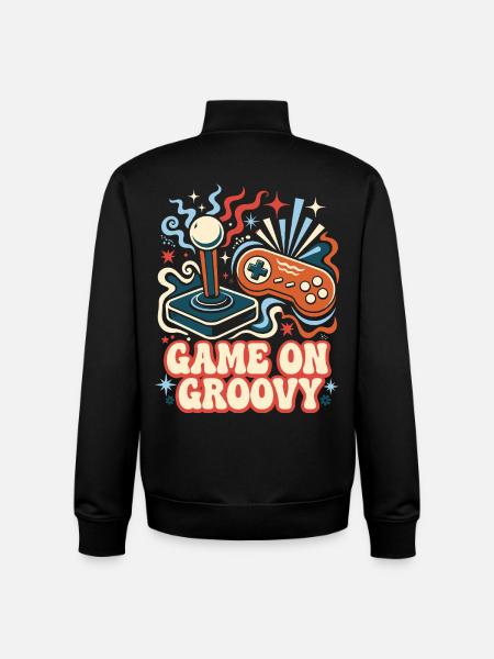 Game On Groovy Retro Gaming - Unisex Organic Zip Sweatshirt by Stanley/Stella - black