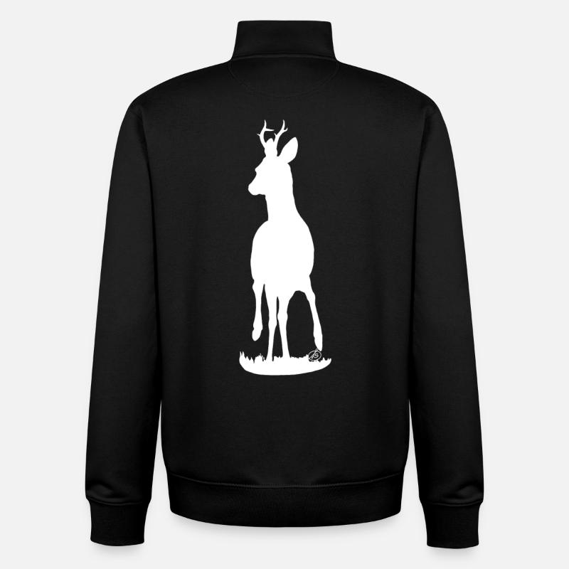 fier chevreuil (blanc) - Sweat zippé unisexe en coton bio Stanley/Stella - noir