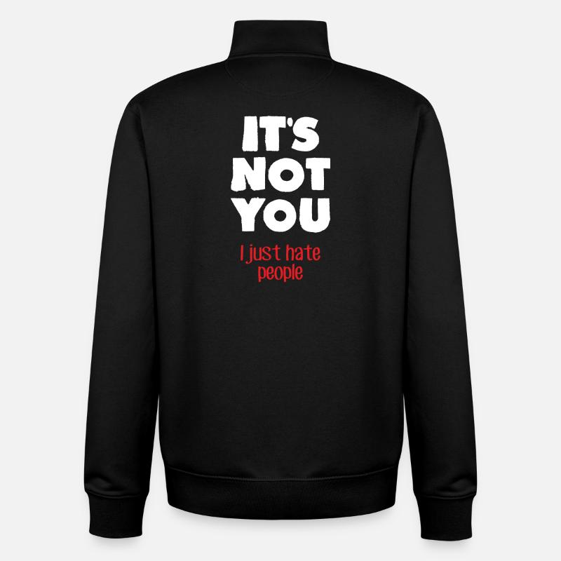 I hate people (dark) - Unisex Organic Zip Sweatshirt by Stanley/Stella - black