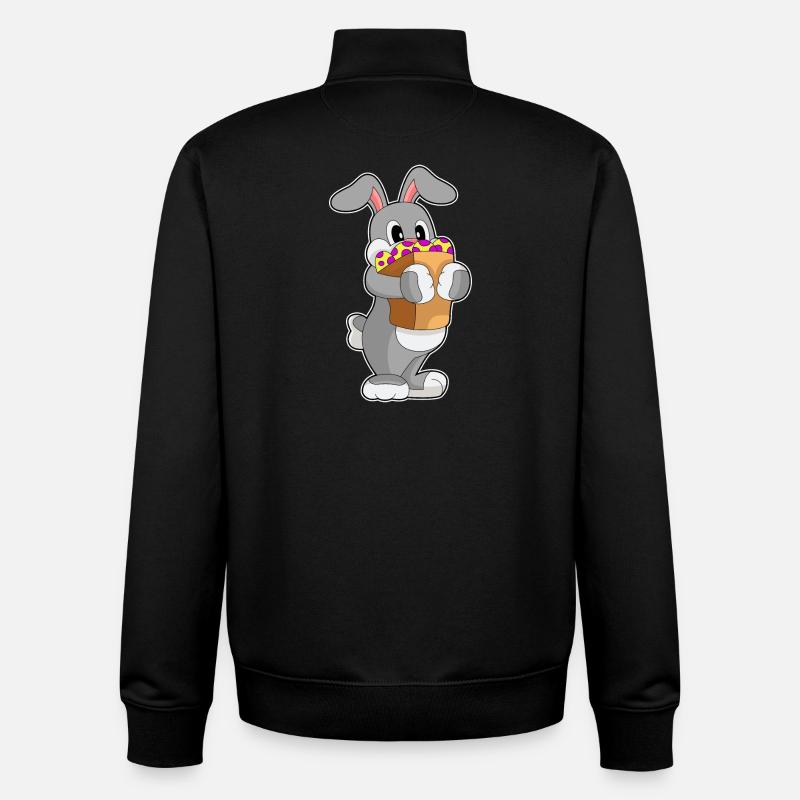 Bunny Easter Shopping - Unisex Organic Zip Sweatshirt by Stanley/Stella - black
