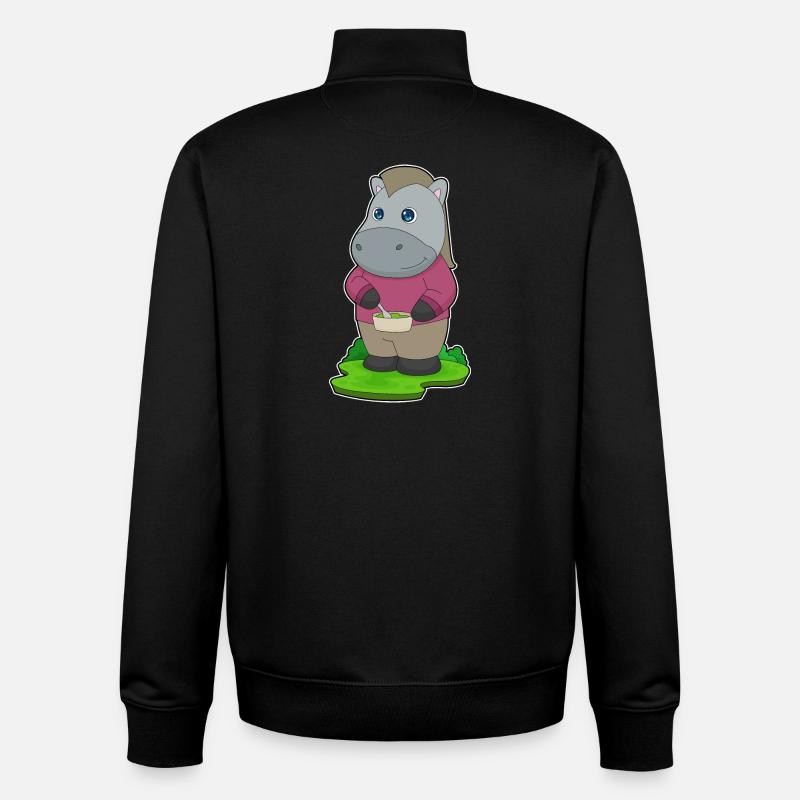 Bol de nourriture pour chevaux - Sweat zippé unisexe en coton bio Stanley/Stella - noir