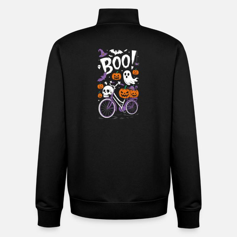 Thème de vélo d’Halloween effrayant - Sweat zippé unisexe en coton bio Stanley/Stella - noir