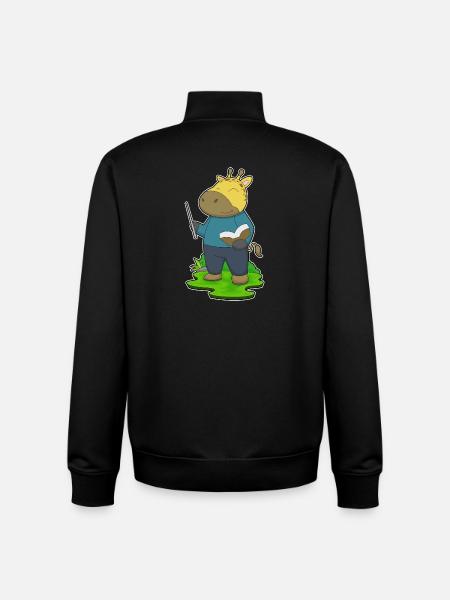 Giraffe Lehrer Buch Schule - Unisex Organic Zip Sweatshirt von Stanley/Stella - Schwarz
