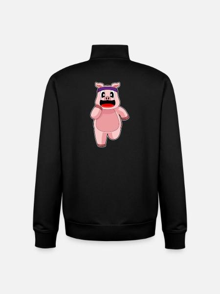 Pig Jogger Jogging Sport - Unisex Organic Zip Sweatshirt by Stanley/Stella - black