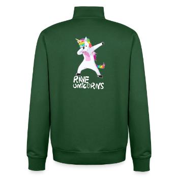 Logo Rave Unicorns White Text - Unisex Organic Zip Sweatshirt by Stanley/Stella - bottle green - Back - AI Model Male 185 dark (185cm)