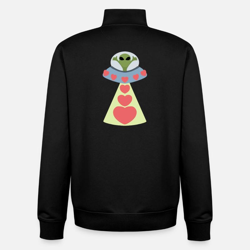 Espace Amour Alien Saint-Valentin - Sweat zippé unisexe en coton bio Stanley/Stella - noir