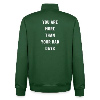 More than bad days - Unisex Organic Zip Sweatshirt by Stanley/Stella - bottle green - Back - AI Model Male 185 dark (185cm)