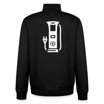 Charging station electromobility symbol electricity - Unisex Organic Zip Sweatshirt by Stanley/Stella - black - Back - AI Model Male 185 light (185cm)