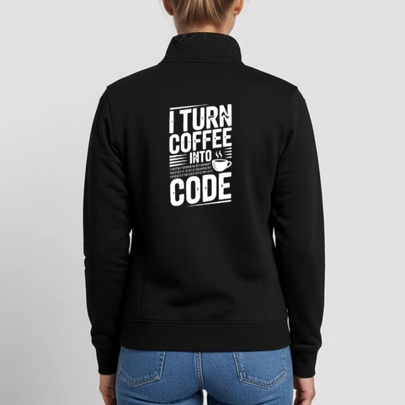 Je transforme le café en code Sweat zippé unisexe en coton bio Stanley/Stella