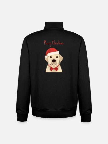 Golden Retriever Merry Christmas Design - Unisex Organic Zip Sweatshirt by Stanley/Stella - black