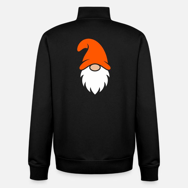 Orange Hat Christmas Gnome - Unisex Organic Zip Sweatshirt by Stanley/Stella - black