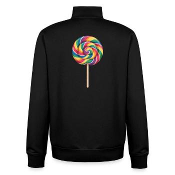 Bunter Regenbogen Lolli Spiral Look - Unisex Organic Zip Sweatshirt von Stanley/Stella - Schwarz - Hinten - AI Model Male 185 light (185cm)