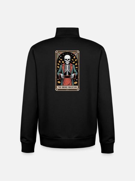 The Broke Magician Skeleton Wizard Tarot - Unisex Organic Zip Sweatshirt by Stanley/Stella - black