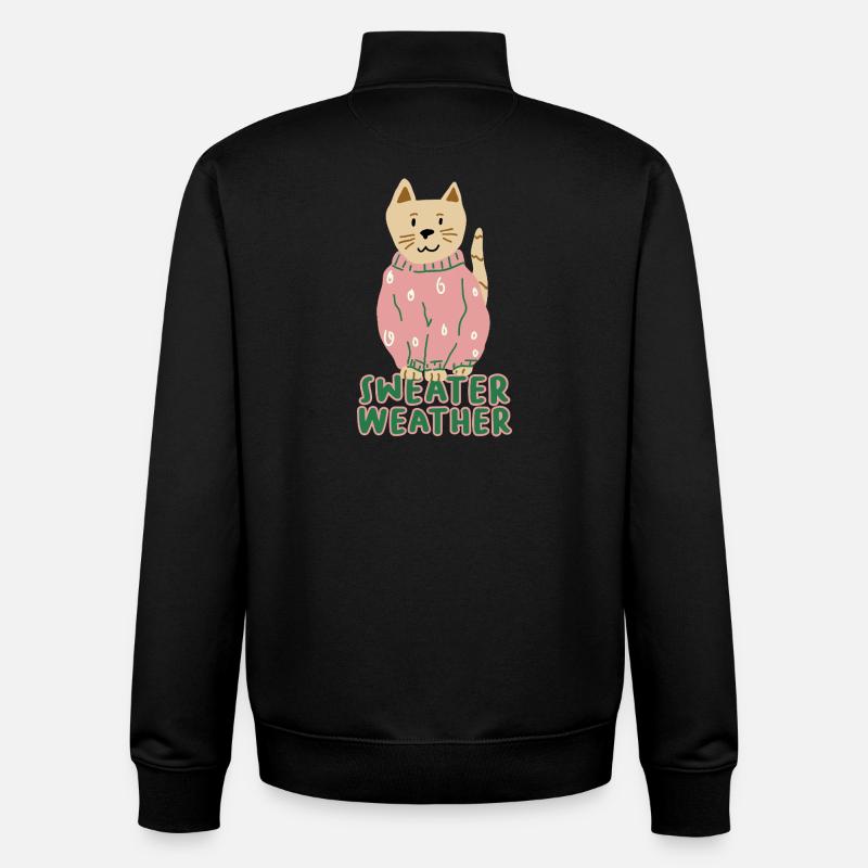 Katze im Rosa Pullover – Sweater Weather - Unisex Organic Zip Sweatshirt von Stanley/Stella - Schwarz