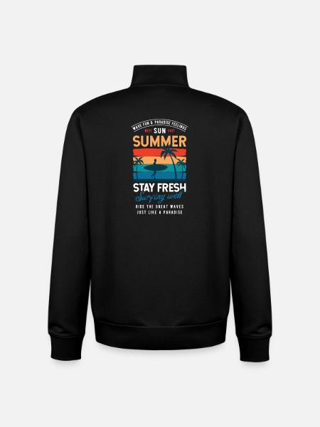 Summer Stay Fresh Surfing Vibes Graphic - Unisex Organic Zip Sweatshirt by Stanley/Stella - black