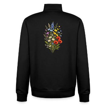 Jardin de fleurs sauvages vintage Flower Women - Sweat zippé unisexe en coton bio Stanley/Stella - noir - Dos - AI Model Male 185 light (185cm)