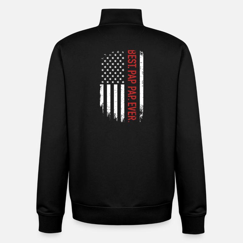 Drapeau grunge américain avec Rouge - Sweat zippé unisexe en coton bio Stanley/Stella - noir