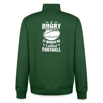 funny rugby saying - Unisex Organic Zip Sweatshirt by Stanley/Stella - bottle green - Back - AI Model Male 185 dark (185cm)
