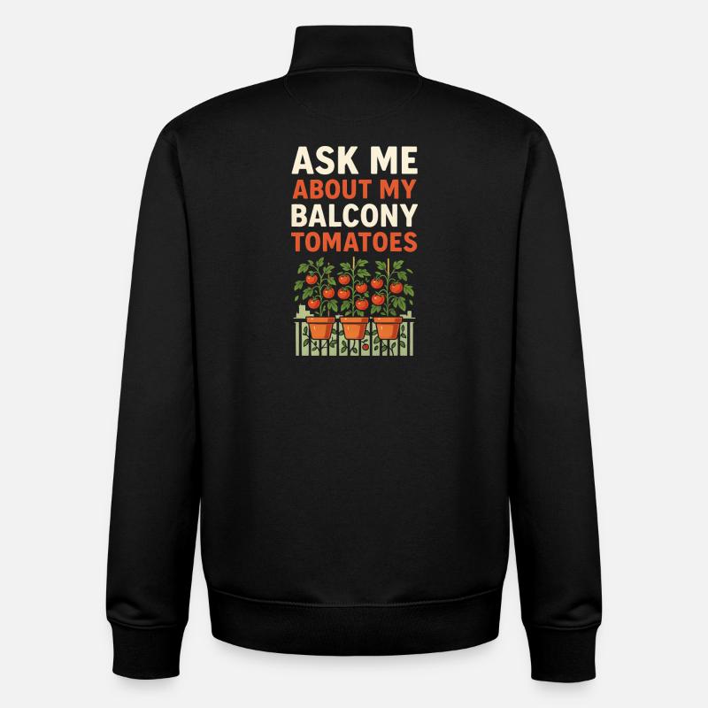 Tomates de balcon | Jardinage urbain - Sweat zippé unisexe en coton bio Stanley/Stella - noir