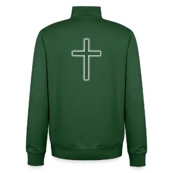 Minimalistische Kreuzgestaltung - Unisex Organic Zip Sweatshirt von Stanley/Stella - Flaschengrün - Hinten - AI Model Male 185 dark (185cm)