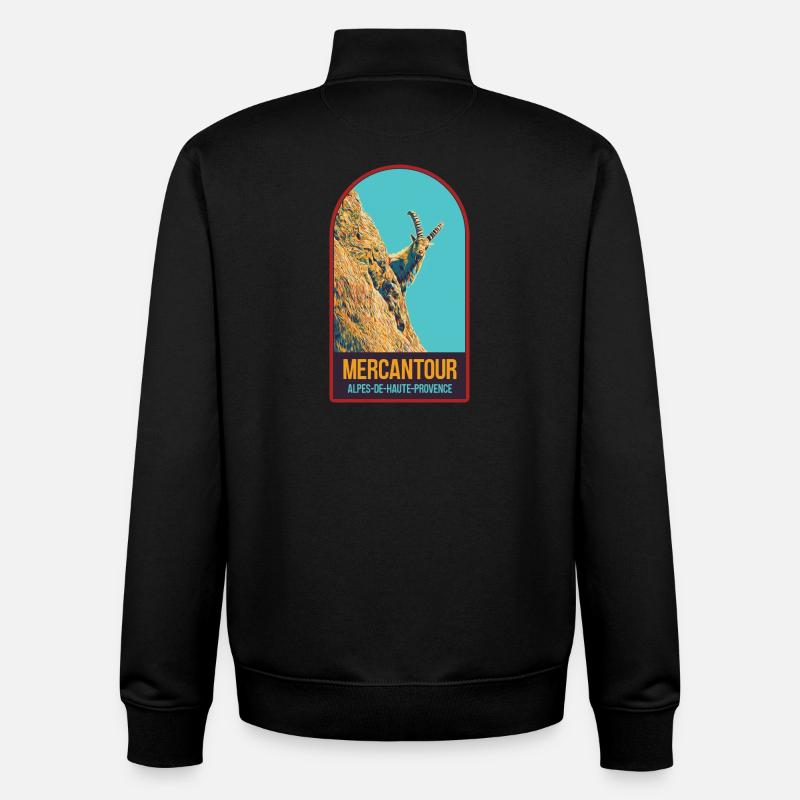 Steinbock-Illustration in der Mercantour - Unisex Organic Zip Sweatshirt von Stanley/Stella - Schwarz